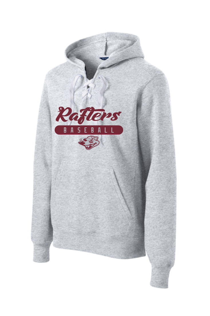 Rafters Script Lace up Pullover Hooded Sweatshirt